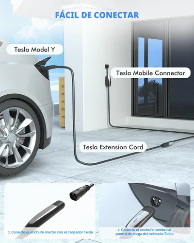 Vista 7 de SEGUMA - Cable de extensión Tesla, 50 A, 20 pies, 240 V, cable de carga NACS EV