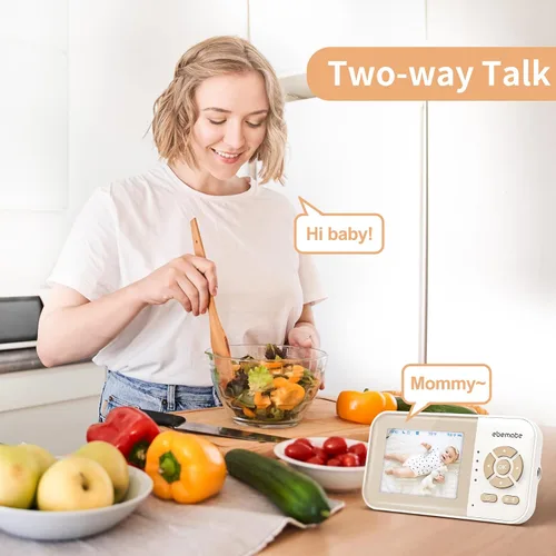 Vista 6 de ebemate Cámara de Monitoreo de Bebé con Video, Cámara de Monitoreo de Audio de Comunicación Bidireccional con Canciones de Cuna Monitoreo de Bebé