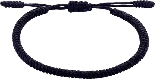 Vista 32 de Pulseras tibetanas hechas a mano con cuerda roja para él y ella, pulsera de la amistad, pulsera de la amistad, hilo negro y rojo para protección