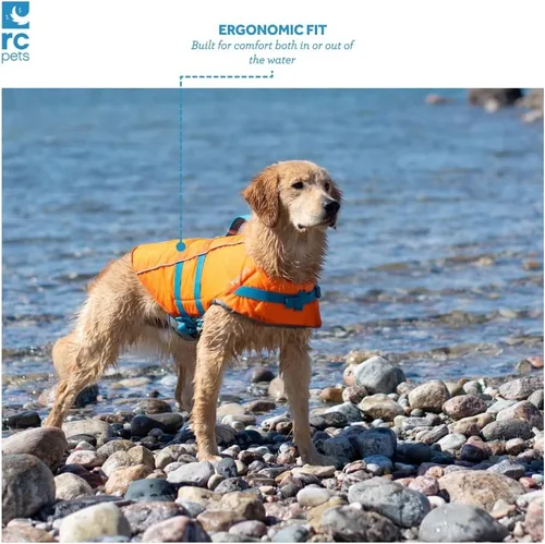 Vista 3 de RC Pets Tidal - Chaleco salvavidas ajustable para perro, naranja/verde azulado, talla XXS