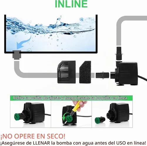 Vista 9 de BARST Bomba sumergible 200GPH con filtro, bombas de fuente ultra silenciosas