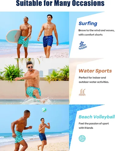 Vista 7 de APTRO - Traje de baño con forro de compresión para hombre, 5 pulgadas, trajes de baño para la playa