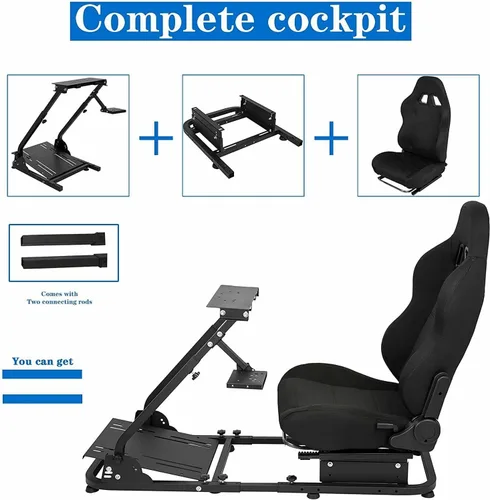Vista 3 de Marada Soporte de asiento trasero de carreras, soporte de medio asiento trasero para soportes de volante a cabina de simulador de carreras, soporte