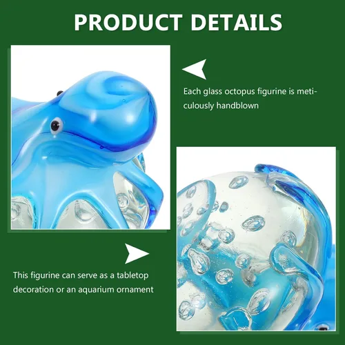 Vista 5 de Figura de pulpo de vidrio: Pulpo de vidrio soplado a mano Artesanías de pisapapeles Escultura de animales marinos para pecera Decoración del hogar