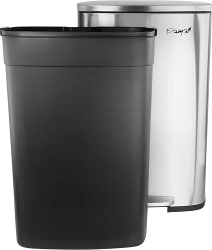 Vista 5 de Elama Juego combinado de 3 cubos de basura de acero inoxidable de 13 galones y 1.3 galones con mecanismo de cierre lento