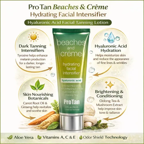 Vista 3 de Pro Tan Beaches & Crme - Intensificador facial de 2 onzas, tono de piel profundo, sin fragancia, antioxidante, hidratante, mejora el tono de la piel