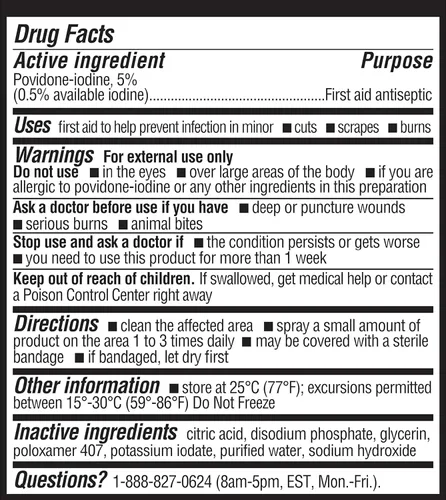 Vista 5 de Betadine - Espray antiséptico para primeros auxilios, yodo povidona 5%, protección contra infecciones, mata gérmenes en cortes, raspaduras