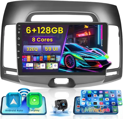 Vista 8 de 【HiFi mejorada】Radio Android 2+64G para Hyundai Elantra 2007-2010 con CarPlay, pantalla táctil de 9 pulgadas, compatible con Android Auto navegación