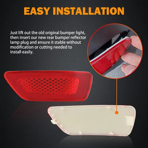 Vista 5 de Lámpara reflectora de parachoques trasero compatible con Jeep Grand Cherokee 2012-2018, Patriot 2013-2017, Dodge Journey 2012-2020 Reflectores