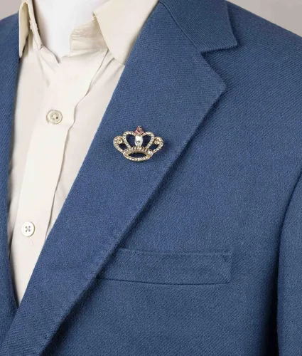 Vista 2 de Knighthood Abrigo dorado con solapa para hombre, regalo de boda, fiesta, camisa, collar, accesorios, broche para hombres, KN23, Metal, Sin gemas.