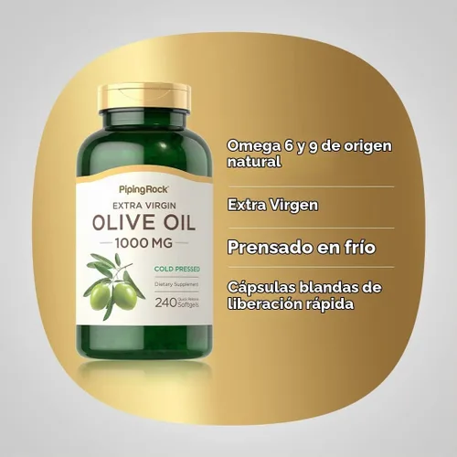 Vista 4 de Piping Rock Cápsulas Softgel de Aceite de Oliva 1000mg 240 Pastillas