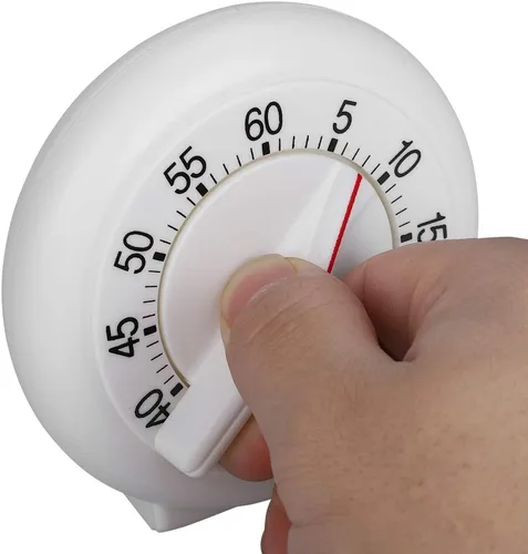 Vista 2 de Temporizador silencioso de cuenta regresiva, temporizador mecánico de 60 minutos, temporizador de forma redonda, reloj despertador de conteo