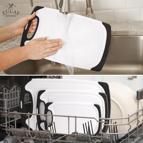 Vista 5 de Zulay - Tabla de cortar con ranuras para jugos, plástico, color blanco y negro