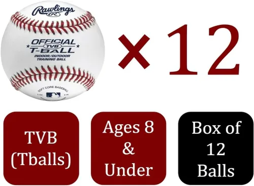 Vista 2 de Rawlings T-Balls oficiales TVB Juvenil/6u 12 unidades Núcleo de goma esponja Interior/exterior