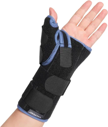 Vista 11 de Muñequera Velpeau para túnel carpiano con estabilizador de pulgar y soporte nocturno, estabiliza la articulación del pulgar de la muñeca, alivio