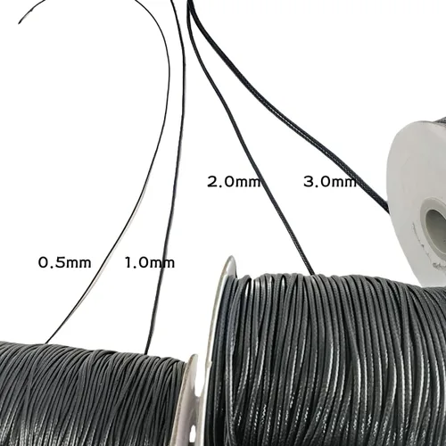 Vista 4 de Cordón de poliéster encerado para hacer joyas, cuerda encerada con carrete para hilo de manualidades (negro, 0.020 in (150 yardas))