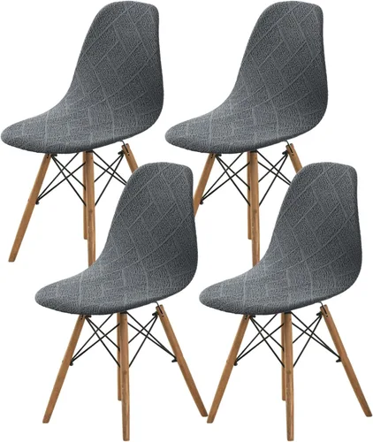 Vista 30 de HAOYONG Fundas para silla de comedor modernas de mediados de siglo, funda estampada para silla sin brazos, fundas elásticas para cocina, oficina