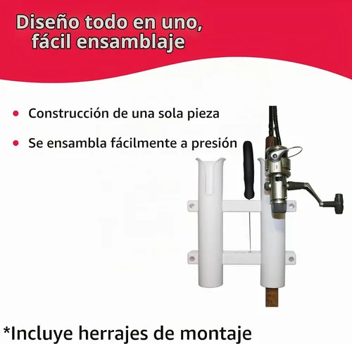 Vista 2 de SeaSense Soporte para caña de pescar de 2 estantes para tu barco, pontón, garaje - Práctico almacenamiento para cañas de pescar, alicates, cuchillos