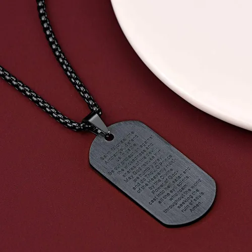 Vista 8 de FaithHeart Collar de San Miguel para hombres y mujeres, acero inoxidable chapado en oro, amuleto de medalla de San Miguel Arcángel, regalo