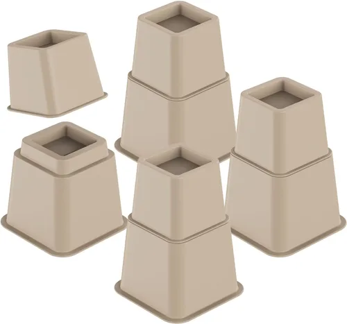 Vista 10 de Elevadores de cama ajustables de 3, 5, 8 pulgadas, resistentes, apilables, juego de 4 elevadores de cama para sofá, silla, mesa y escritorio