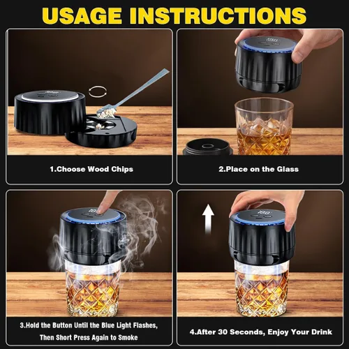 Vista 5 de Kit eléctrico para ahumar whisky, ahumador de cóctel recargable