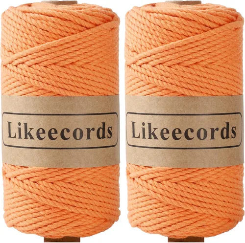 Vista 14 de Likeecords Cordón de algodón para macramé de 3mm x 100 metros, hilo torcido de 3 hebras, cuerda de macramé, hilo de algodón para macramé, cuerda