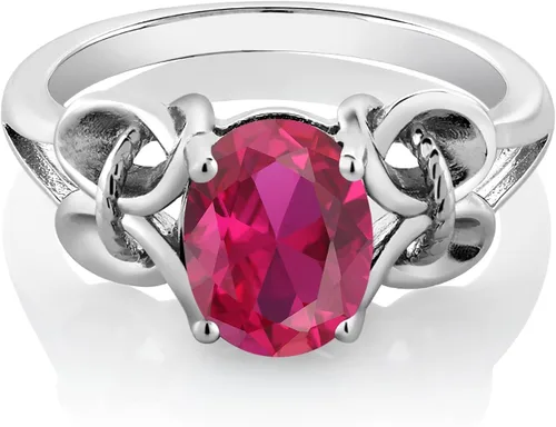 Vista 46 de Gem Stone King Anillo de compromiso ovalado con piedra natal para mujer, plata de ley 925, ovalado de 0.354 x 0.276 in, anillo de compromiso