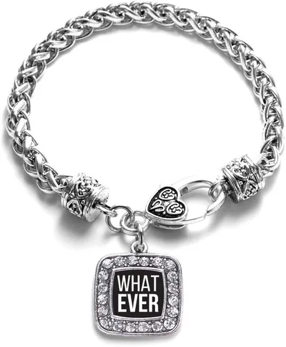 Vista 57 de Pulsera de dijes cuadrados de plata con joyería de circonita cúbica