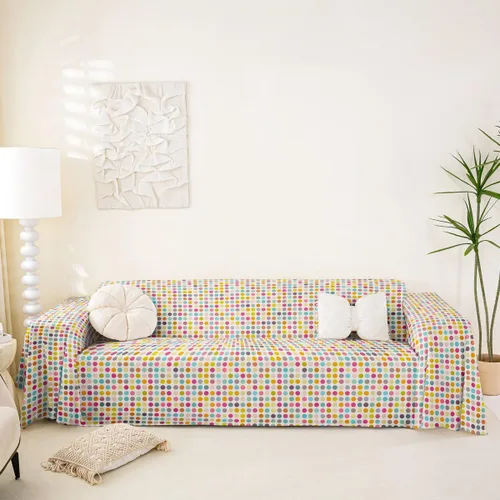 Vista 14 de Erosebridal Funda de sofá de lunares de 71 x 91 pulgadas, funda de sofá con lunares geométricos, funda de sofá moderna de estilo rústico con Blanco
