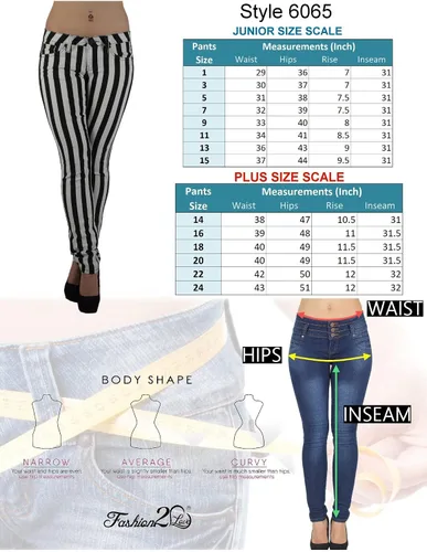 Vista 7 de Negro y Blanco Rayas Clásico Sexy Skinny & Bootcut Jeans Junior & Plus