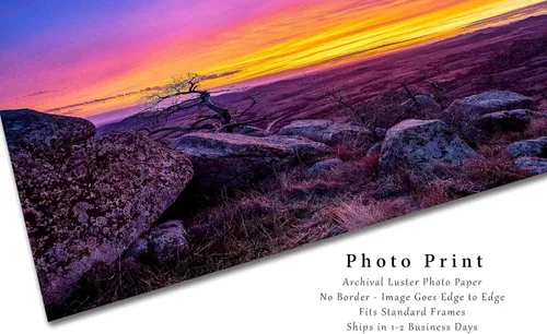 Vista 2 de Great Plains Photography Print (Not Framed) Picture of Vivid Sunset from Summit of Mount Scott in Wichita Mountains in Oklahoma Western Wall Art