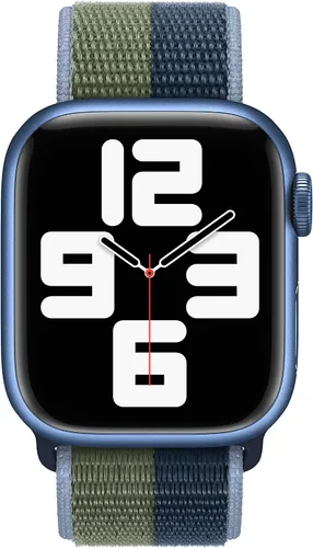 Vista 3 de Correa para Apple Watch - Bucle deportivo (41mm) - Azul abismo/Verde musgo - Regular