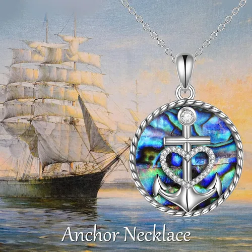 Vista 6 de SHEAISRS Moon Sun Star Necklace 925 Sterling Silver Abalone Shell Celestial Jewelry Gift for Women