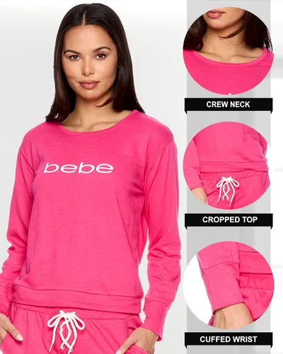 Vista 2 de bebe Womens Pajama Sets - French Terry Plus Size Pajamas for Women with LS Pullover and PJ Pant with Pockets