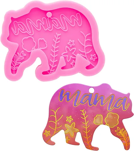 Vista 30 de Molde de resina de silicona con forma de dinosaurio, molde de resina para llavero de 3 cavidades, molde de fundición de resina para joyería