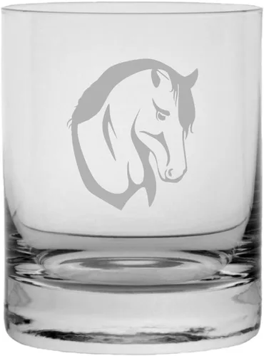Vista 17 de Abaco Barb - Vaso de whisky con temática de caballo grabado (10.25 onzas)