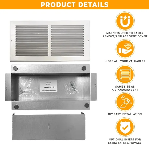 Vista 2 de Productos de grado profesional WS1 fijar el seguro, oculto de pared como Air ventilación en la llanura Vista, joyas, objetos de valor, dinero