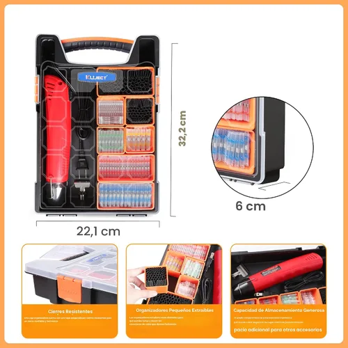 Vista 3 de Kuject Pistola de calor para tubos retráctiles, 820 conectores de alambre de sellado de soldadura y kit de tubos termorretráctiles, kit