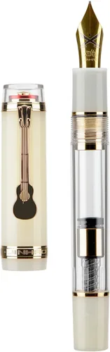 Vista 13 de Jinhao Tiandao 1935 Pluma estilográfica media #8 con punta espada, acrílico negro y transparente con gran convertidor y clip de guitarra