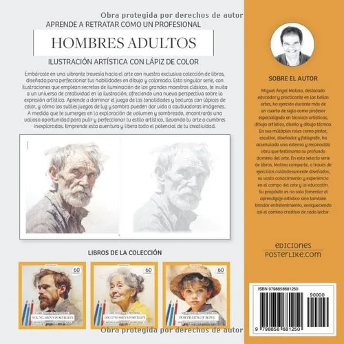 Vista 2 de Aprende a dibujar Hombres Adultos. Ilustración artística con Lápiz de Color El Arte de retratar al Hombre Adulto en Lápiz