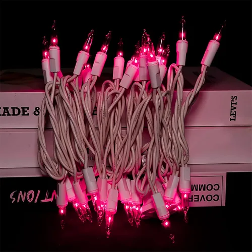 Vista 4 de MULTI-SPARKING Luces de Navidad Rosadas 35 Unidades - Luces Incandescentes Rosadas Mini en Cadena para Decoraciones de Navidad y Día de San Valentín