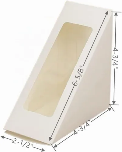 Vista 4 de Cajas de papel sándwich de 100 piezas, caja para llevar ecológica de cuña