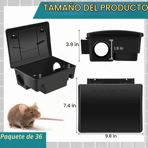 Vista 2 de Qualirey 12 paquetes de estaciones de cebo para ratas, trampas para Negro