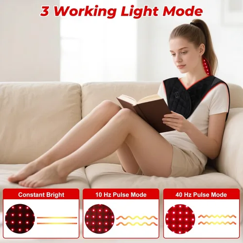 Vista 3 de Cholas Terapia de luz roja para cuerpo, terapia de luz roja infrarroja cercana 3 en 1 para hombro, cuello trasero, 660 nm y 850 nm, almohadilla