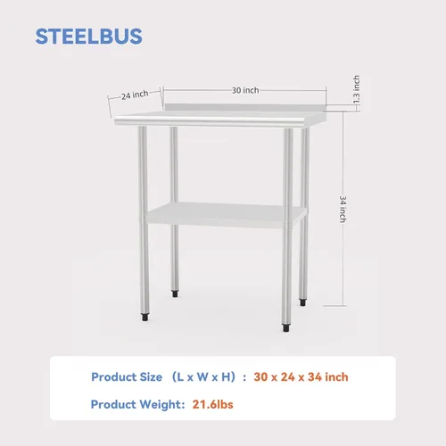 Vista 3 de Mesa de acero inoxidable (mesa de tablero+patas ajustables, 24 x 30 pulgadas)