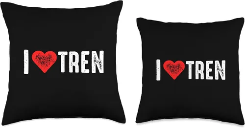 Vista 3 de I Love Tren Throw Pillow, 16x16, Multicolor
