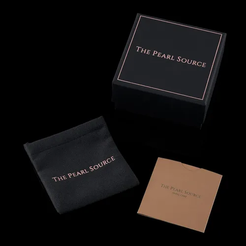 Vista 5 de THE PEARL SOURCE Aretes redondos de perlas reales de agua dulce blancas para mujer, aretes de oro de 14 quilates Aretes hipoalergénicos con perlas