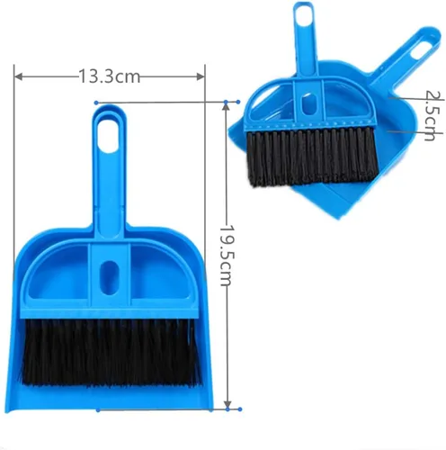 Vista 2 de Juego de cepillo de recogedor de 1 Uds. Juego de cepillos de plástico portátil (azul) utilizado para cepillo de herramientas, teclado, hogar