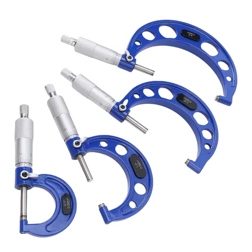 Vista 3 de Keenso 4PCS Outside Micrometer Set, 0-1 Inch 1-2 Inch 2-3 3-4 Machinist Measuring Tool with High Accuracy 0.0001in Graduation, for Quality Control