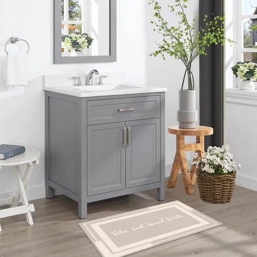 Vista 6 de Giwawa Alfombra de baño color beige, antideslizante, lavable, absorbe el agua, de secado rápido, para relajarse, relajarse, respirar, para baño
